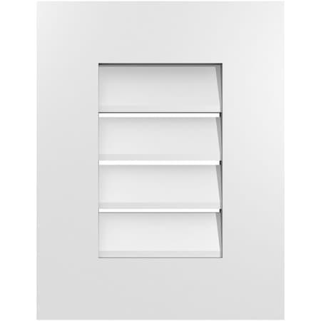 Ekena Millwork Vertical Surface Mount PVC Gable Vent: Functional, w/ 3-1/2"W x 1"P Standard Frame, 14"W x 18"H GVPVE14X1801SF